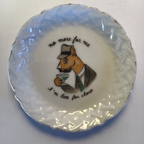 Vintage Porcelain Mini Plates: Funny Cocktail Dogs - Picture 3 of 4